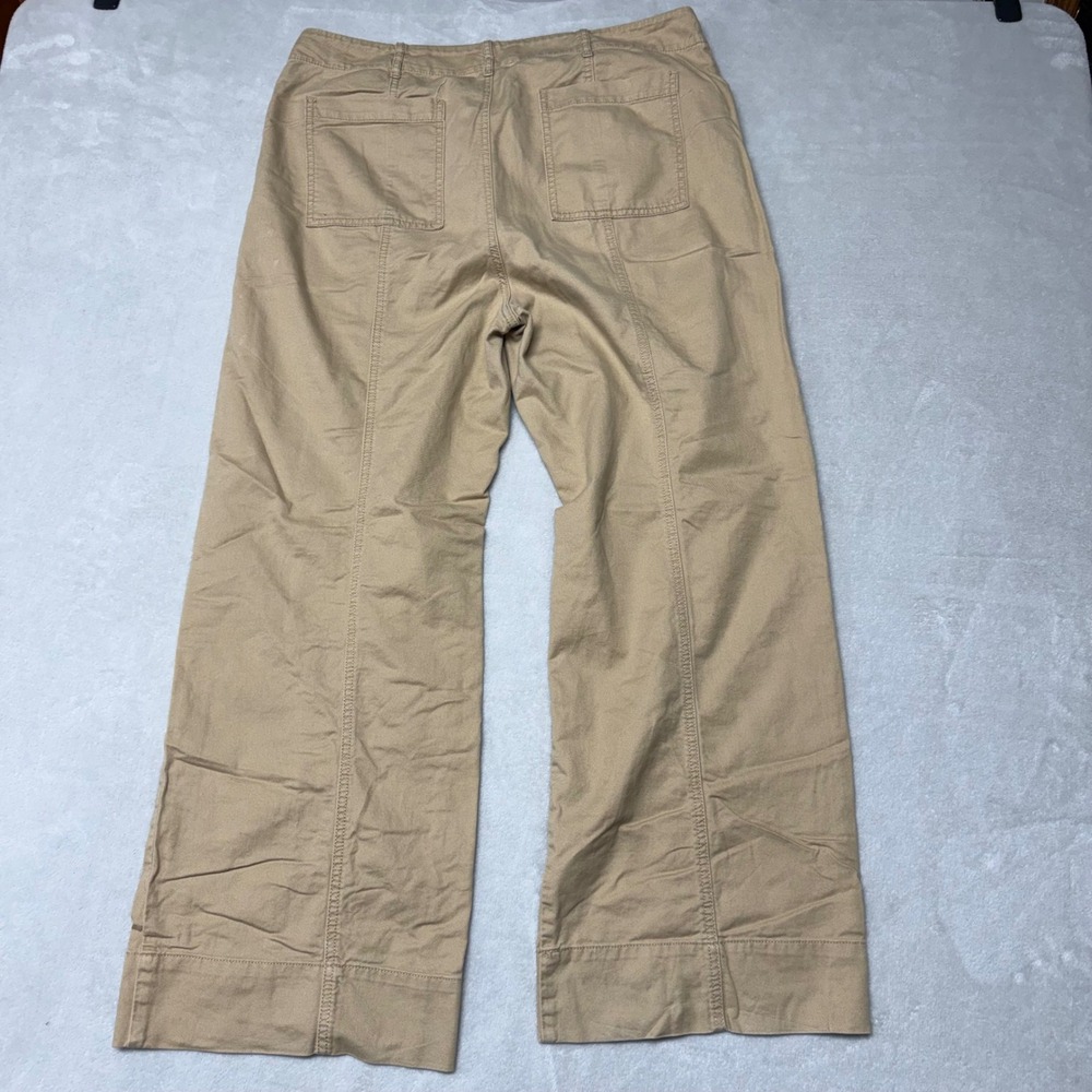 Loft Womens Tan Khaki Wide Leg Utility Seam Front Pants Sz 14 High Rise Trouser - Picture 6 of 7
